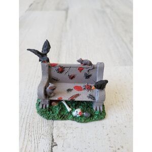 Lemax Halloween park scary bench chair accessory Crow rats village
